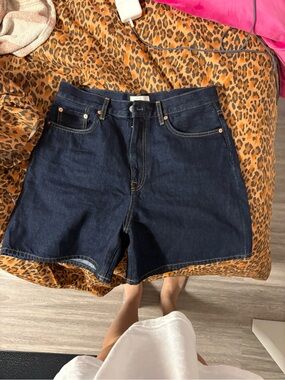 COS Dark Blue High-Rise Denim Shorts